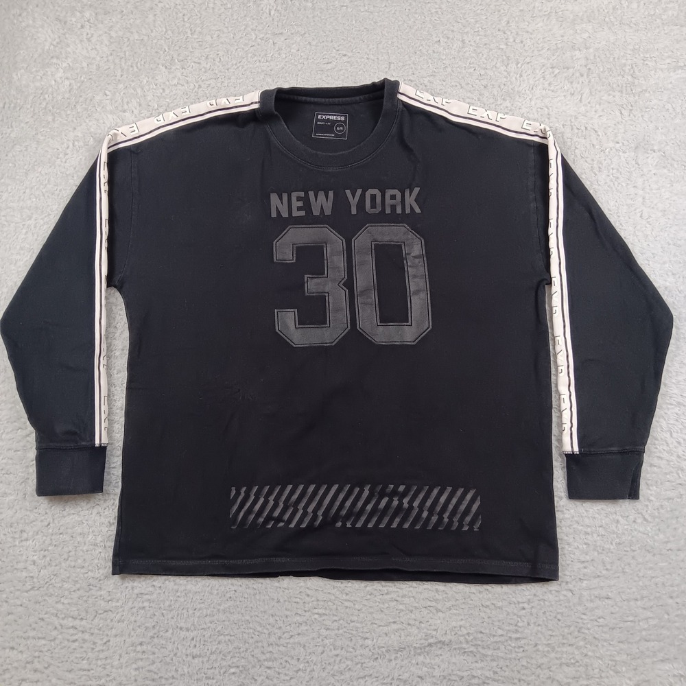 Express T-Shirt New York 30 Men XL Black Sleeve Tape Graphic 2303445